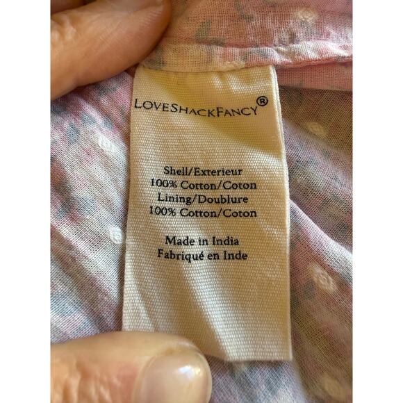 LOVE SHACK FANCY Women's Ensley Floral Print Smocked Mini Dress Pink Size Medium - Picture 10 of 11